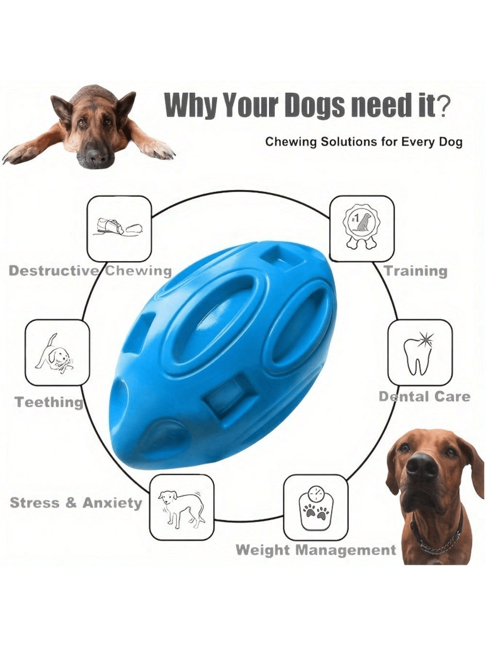 Indestructible Dog Chew Toy - 1 шт. Неразрушимый пищащий мяч для