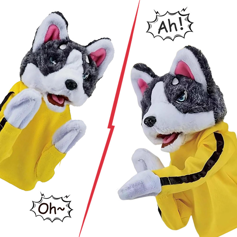 Interactive Squeaky Plush Dog Toy - Детские перчатки для кунг-фу хаски, игрушка